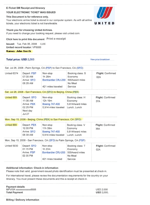 Example Travel Itinerary For Visa