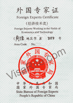 Foreign Experts Certificate Sample 1